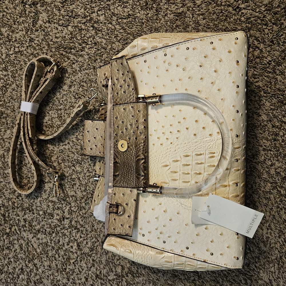 Valentina Cream and Tan Satchel